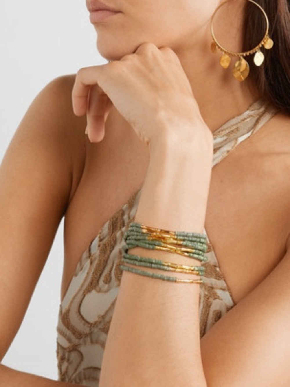 Bobi Marini Mitu Gold Plated And Ceramic Beaded Bracelet - Picture 2 of 6